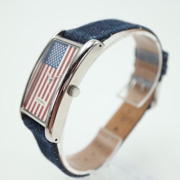 Fossil x Nordstrom American Flag Womens Tank Watch 24mm In Box w New Battery - Picture 8 of 16